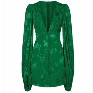 Rat & Boa Isabella Green Plunging V Neck Mini Dress Size Small